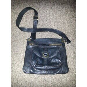 FOSSIL-Black Leather-Crossbody/Messenger Shoulder Bag-Excellent Condition